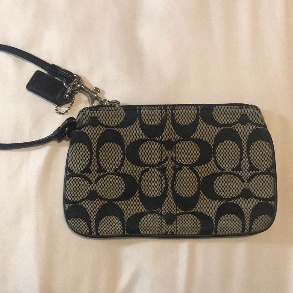 Cute Black & Gray Coach Logo Wristlet